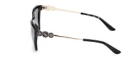 Guess GU00199 sunglasses in 01B Shiny Black, side view showing the three Guess signature discs on the temple