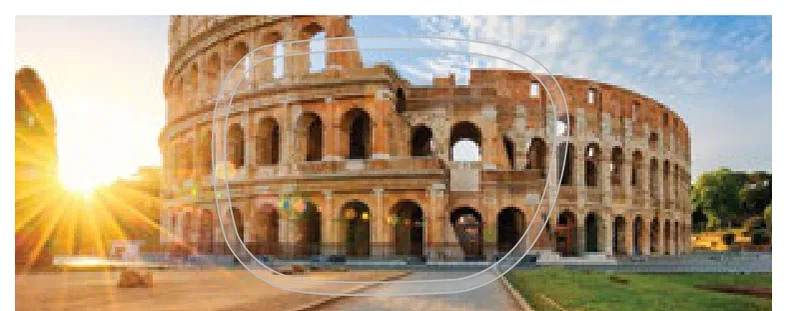 Nova Rx SV Clear Lenses: Lens outline over Colosseum photo - the  panel (caption cropped off)