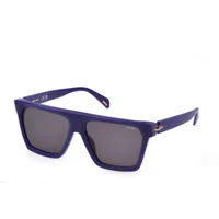 Police SPLM01K Panther 2 flat-top sunglasses in royal blue with grey lenses (9LR), front three-quarter view