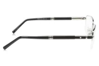 Montblanc MB0488 016 silver eyeglasses with black temples and silver rings, side profile
