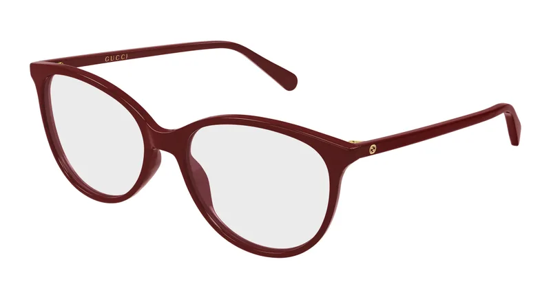 Gucci GG0550O eyeglasses in burgundy (026), front three-quarter view