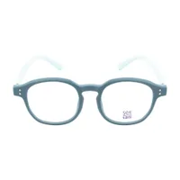 See Saw 1185 C2 faded blue round kids eyeglasses with light blue temples, straight front view