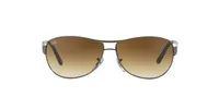 Ray-Ban RB3342I Warrior sunglasses in gunmetal with brown gradient lenses, straight front view