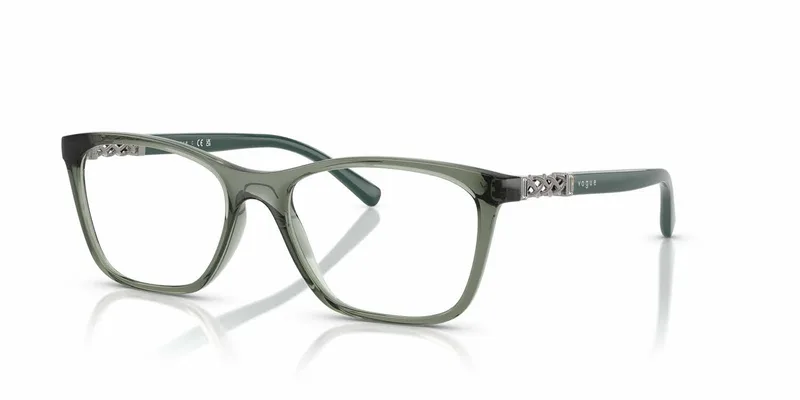Vogue VO5632B eyeglasses in transparent mallard green (3086), front three-quarter view