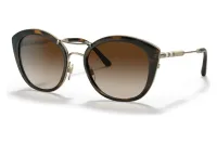 Burberry BE4251Q sunglasses, dark havana 3002 frame with pale gold bridge and brown gradient lenses, front three-quarter view