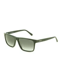 Guess GU00327 rectangular sunglasses in 96P dark green acetate with green gradient lenses, three-quarter view