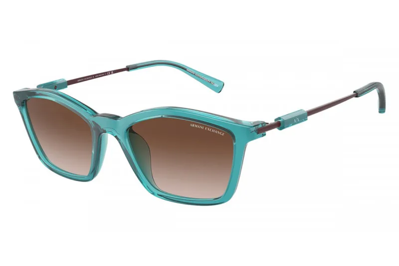 Armani Exchange Sunglasses AX4146SU in Shiny Transparent Green (835113), front three-quarter view