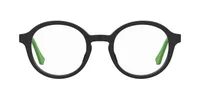 Seventh Street S 333 black round kids' eyeglasses with green temple tips (7ZJ), front view