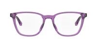 S 347 square eyeglasses in transparent violet (morado), straight front view