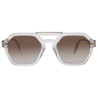 Marc Jacobs MARC 587/S 9OO/HA crystal transparent hexagonal navigator sunglasses with gold top bar and brown gradient lenses, front view