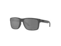 Oakley Holbrook XL OO9417 in Steel (30) with Prizm Black Polarized lenses, front three-quarter view
