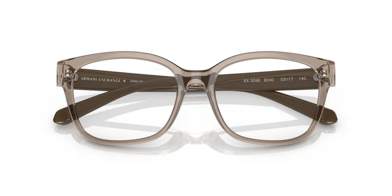 Armani Exchange Frame AX3098 in Shiny Transparent Brown (8240), folded view