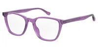 S 347 square eyeglasses in transparent violet (morado), front three-quarter view