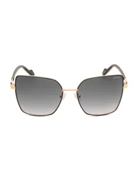 Guess GU00377 02B black and gold cat-eye sunglasses with gradient grey lenses, straight front view