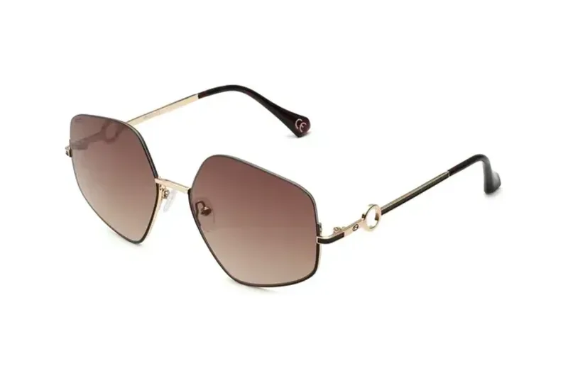 Scott SC2648 Hailee sunglasses in gold with brown gradient lenses (C2), front three-quarter view