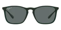 Ray-Ban Sunglasses RB4187 in Transparent Green / Dark Gray Polarized (666381), front three-quarter view