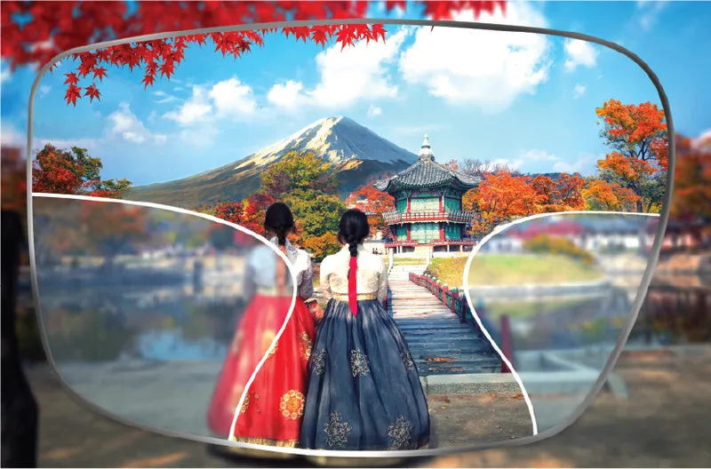 ASAHI BLP Ultra Wide PAL Clear Lenses, illustration of the progressive lens viewing zones