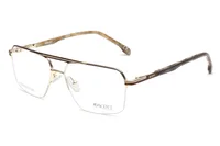 Scott SC5499 C2 gold and brown double-bridge navigator half-rim eyeglass frame with horn-pattern temples, front three-quarter view