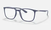 Ray-Ban RX7199 Liteforce eyeglasses in matte dark blue (5207), front three-quarter view