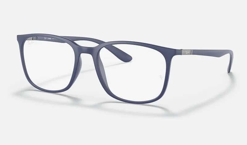 Ray-Ban RX7199 Liteforce eyeglasses in matte dark blue (5207), front three-quarter view
