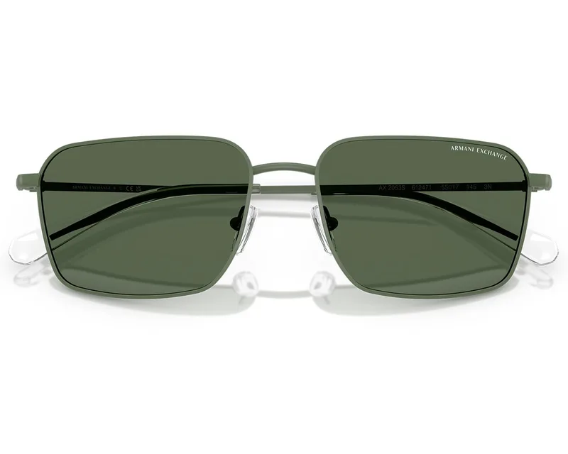 Armani Exchange Sunglasses AX2053S in Matte Green (6124/71), folded view