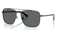 Ray-Ban RB3773I 002/81 black metal double-bridge sunglasses with polarized dark grey lenses, front three-quarter view