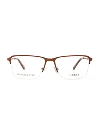 Guess GU50289 049 matte brown half-rim eyeglasses, front view