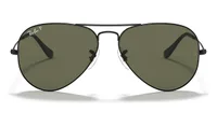 Ray-Ban RB3025 002/58 black aviator with polarized G-15 green lenses, front view